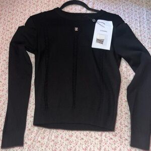CHANEL Black Long Sleeve Top